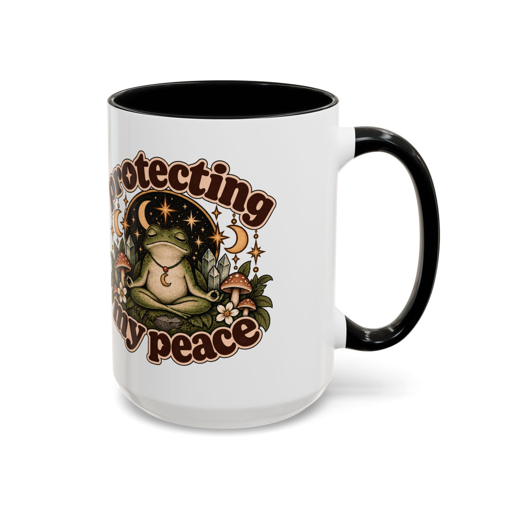Protecting My Peace Mug — Frog & Mushroom Ceramic Coffee Mug