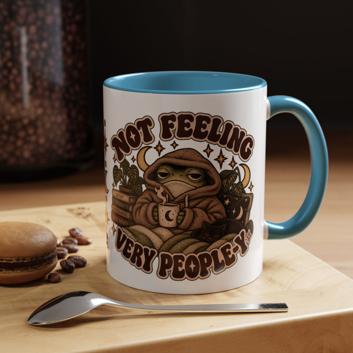Not Feeling Very Peopley Mug — Cozy Frog Introvert Ceramic Coffee Mug