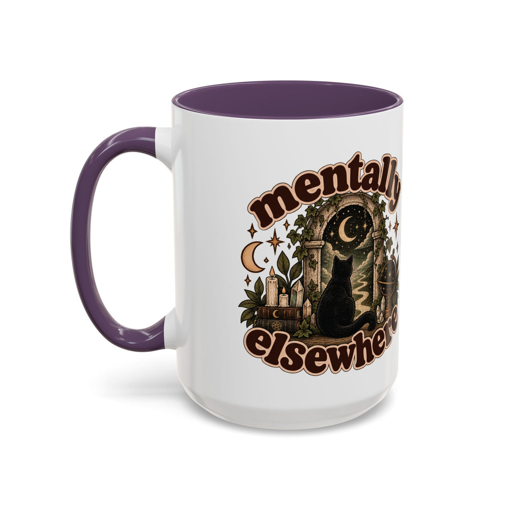Mentally Elsewhere Mug — Black Cat Celestial Ceramic Coffee Mug