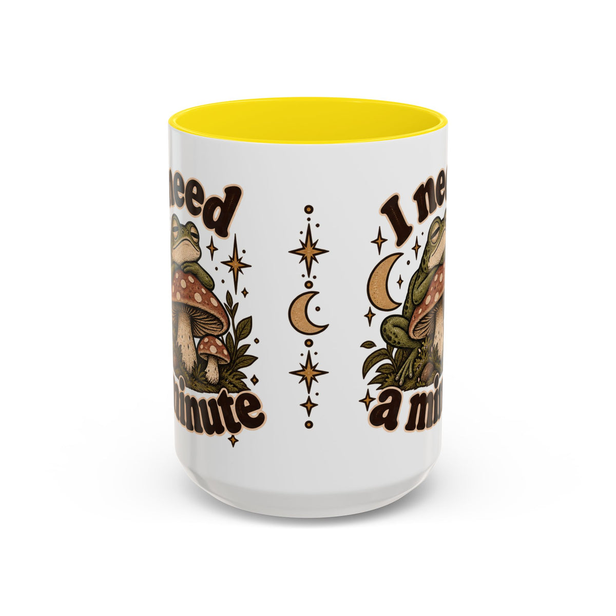 I Need a Minute Mug — Cozy Frog & Mushroom Ceramic Coffee Mug
