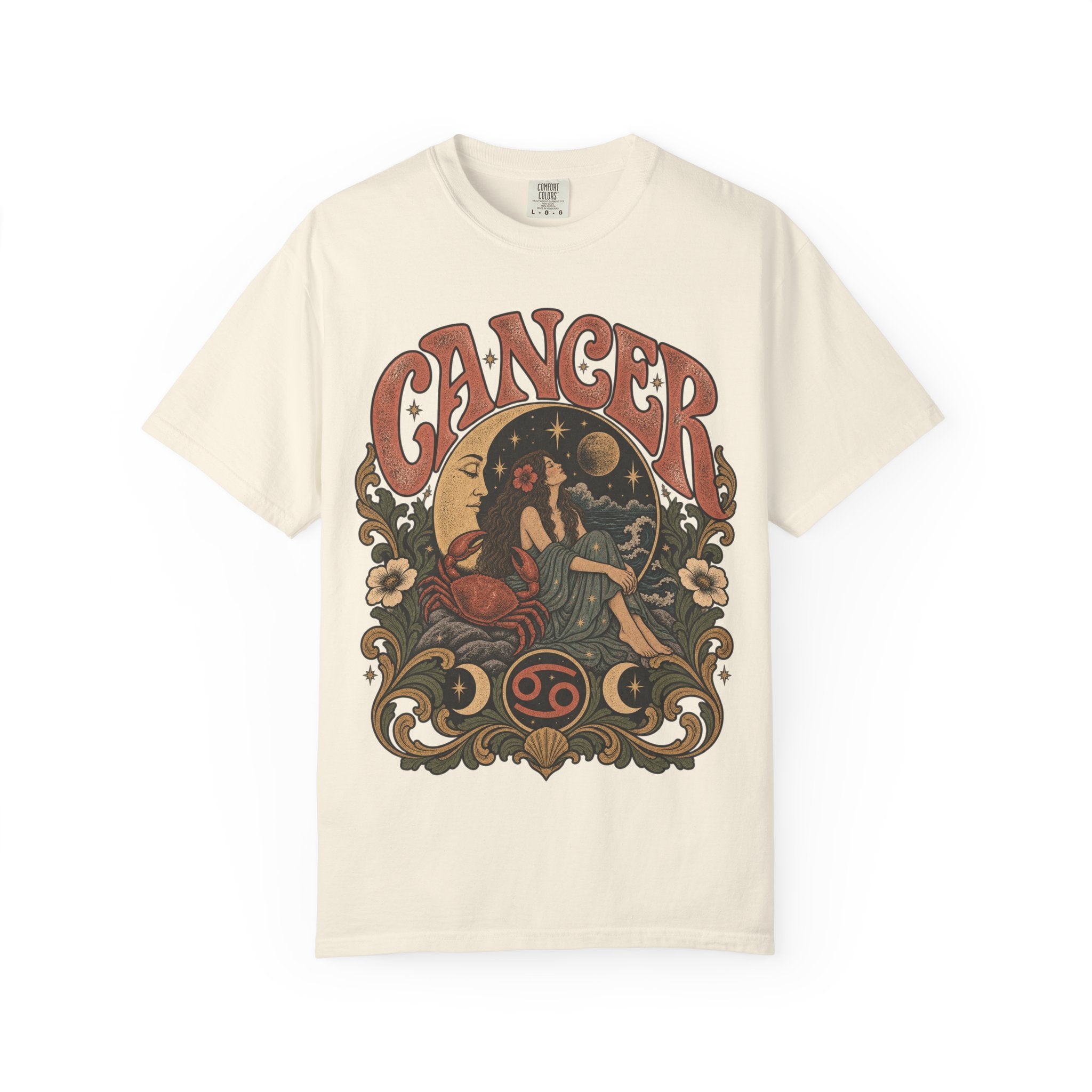 Cancer Zodiac T‑Shirt — Vintage Astrology Tee (Cancer Zodiac Sign)