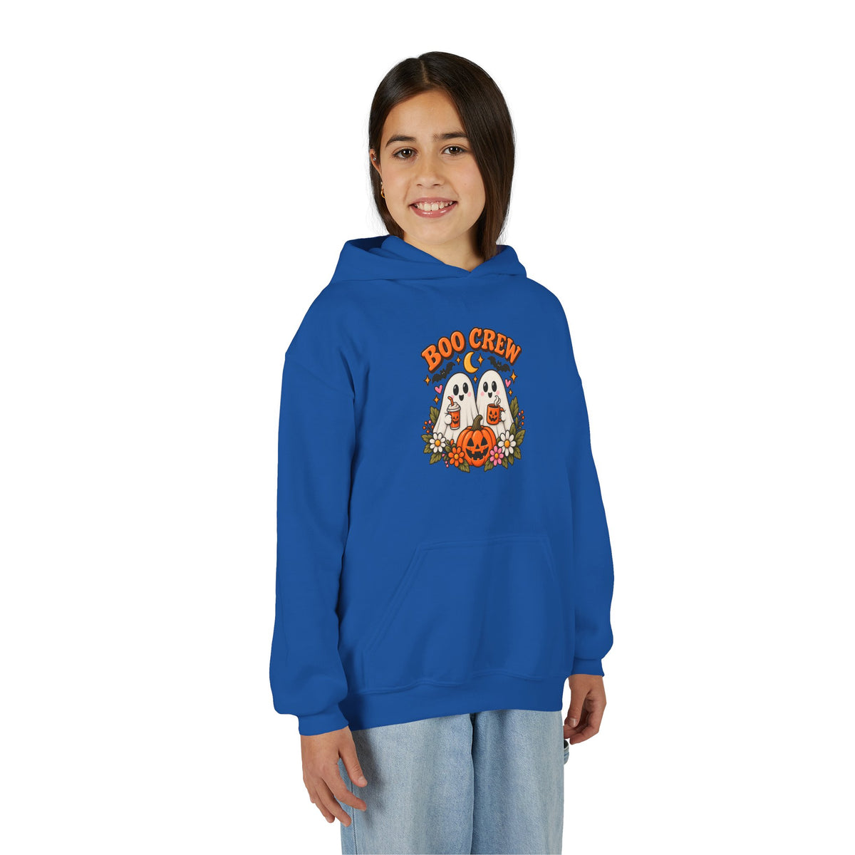 Youth 'Boo Crew' Halloween Hoodie — Cute Ghosts & Pumpkin Kids Sweatshirt