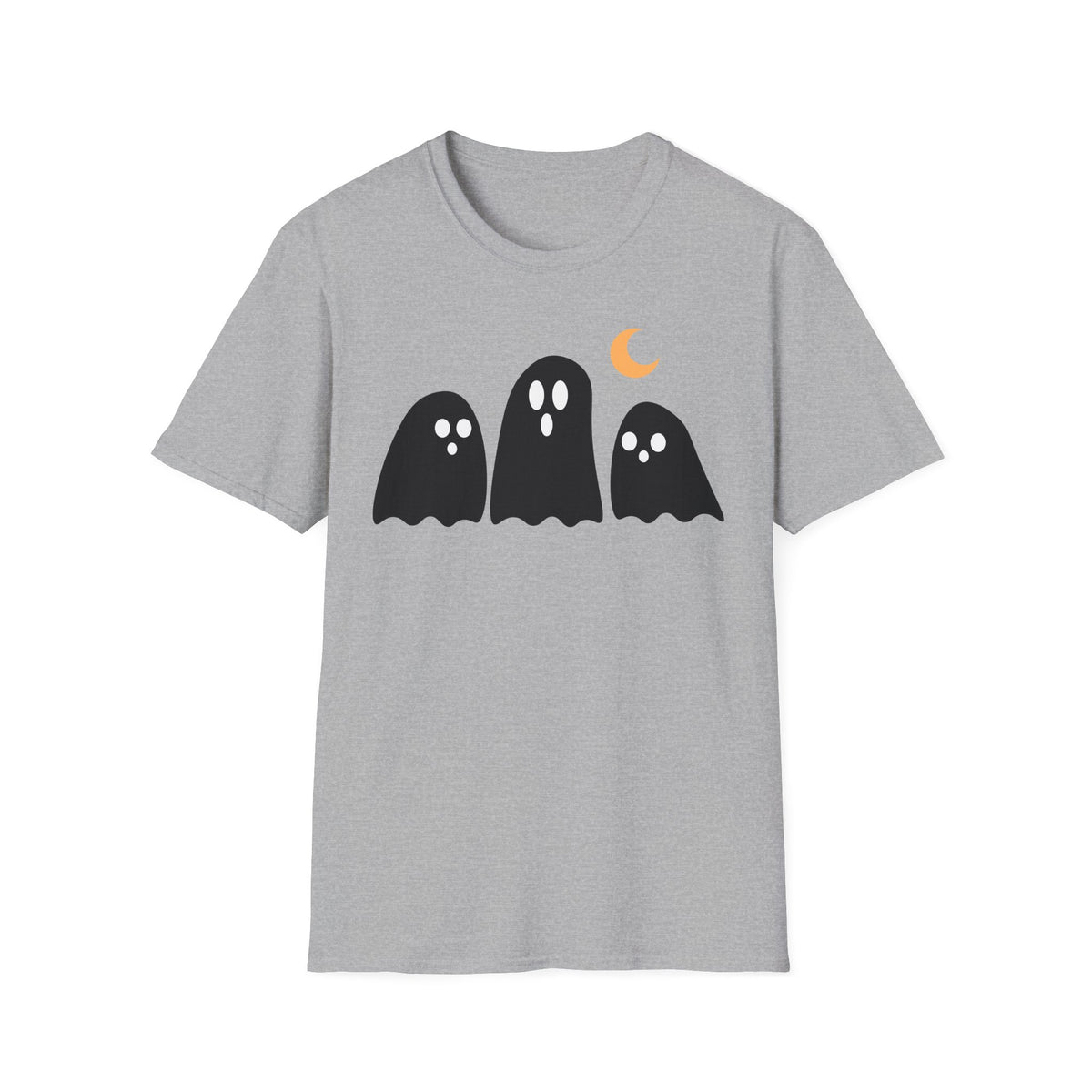 Ghost Trio T-Shirt — Cute Halloween Ghosts with Crescent Moon