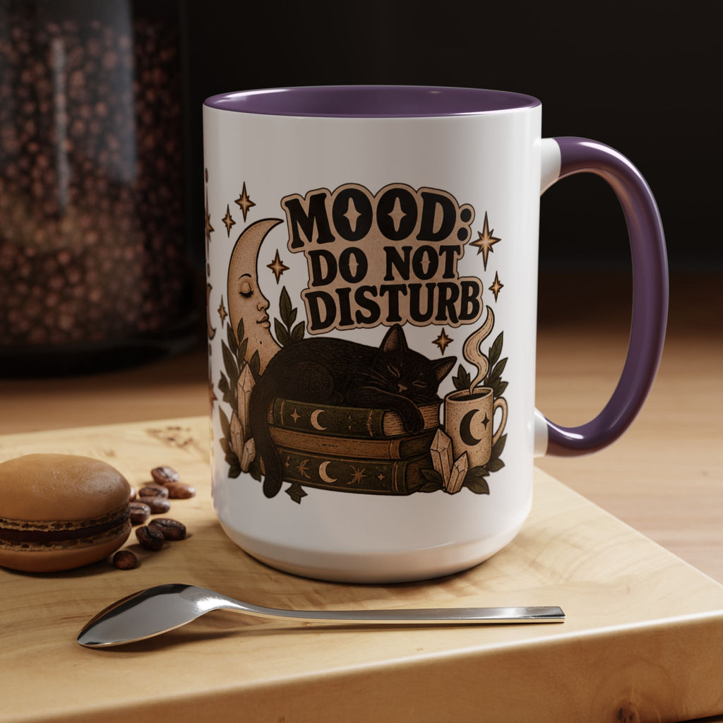 Mood: Do Not Disturb Mug — Sleepy Cat & Moon Ceramic Coffee Mug