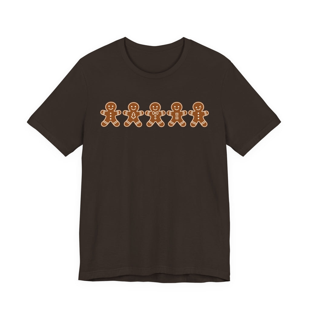 Gingerbread Friends T-Shirt — Cute Row of Gingerbread Men Holiday Tee