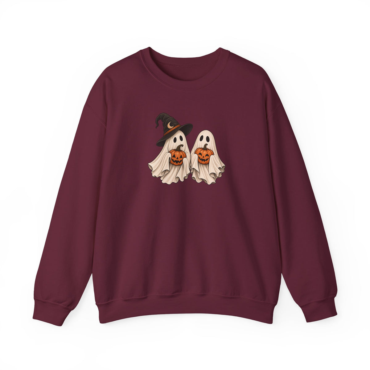 Halloween Ghosts Crewneck Sweatshirt — Cute Witch & Ghost Trick-or-Treat Design