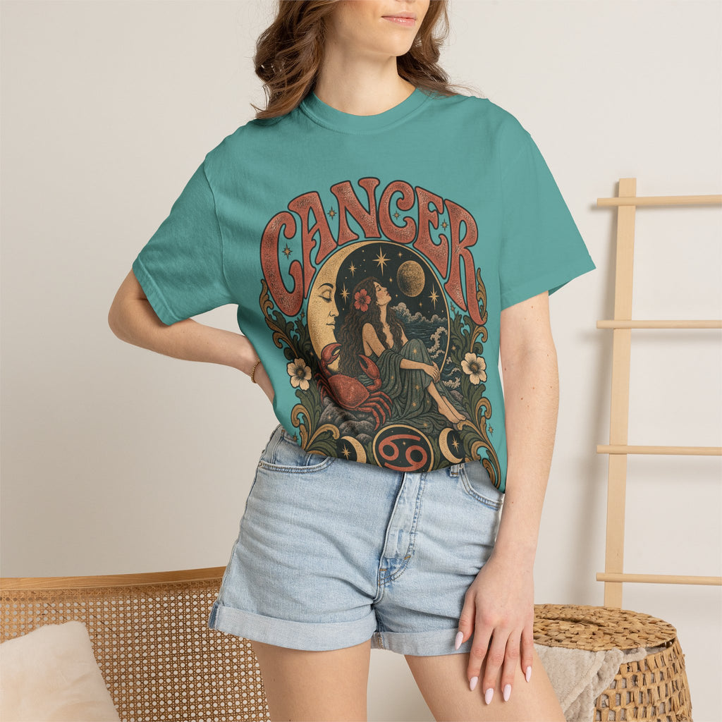 Cancer Zodiac T‑Shirt — Vintage Astrology Tee (Cancer Zodiac Sign)