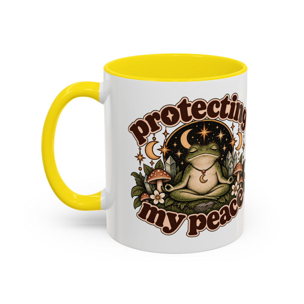 Protecting My Peace Mug — Frog & Mushroom Ceramic Coffee Mug