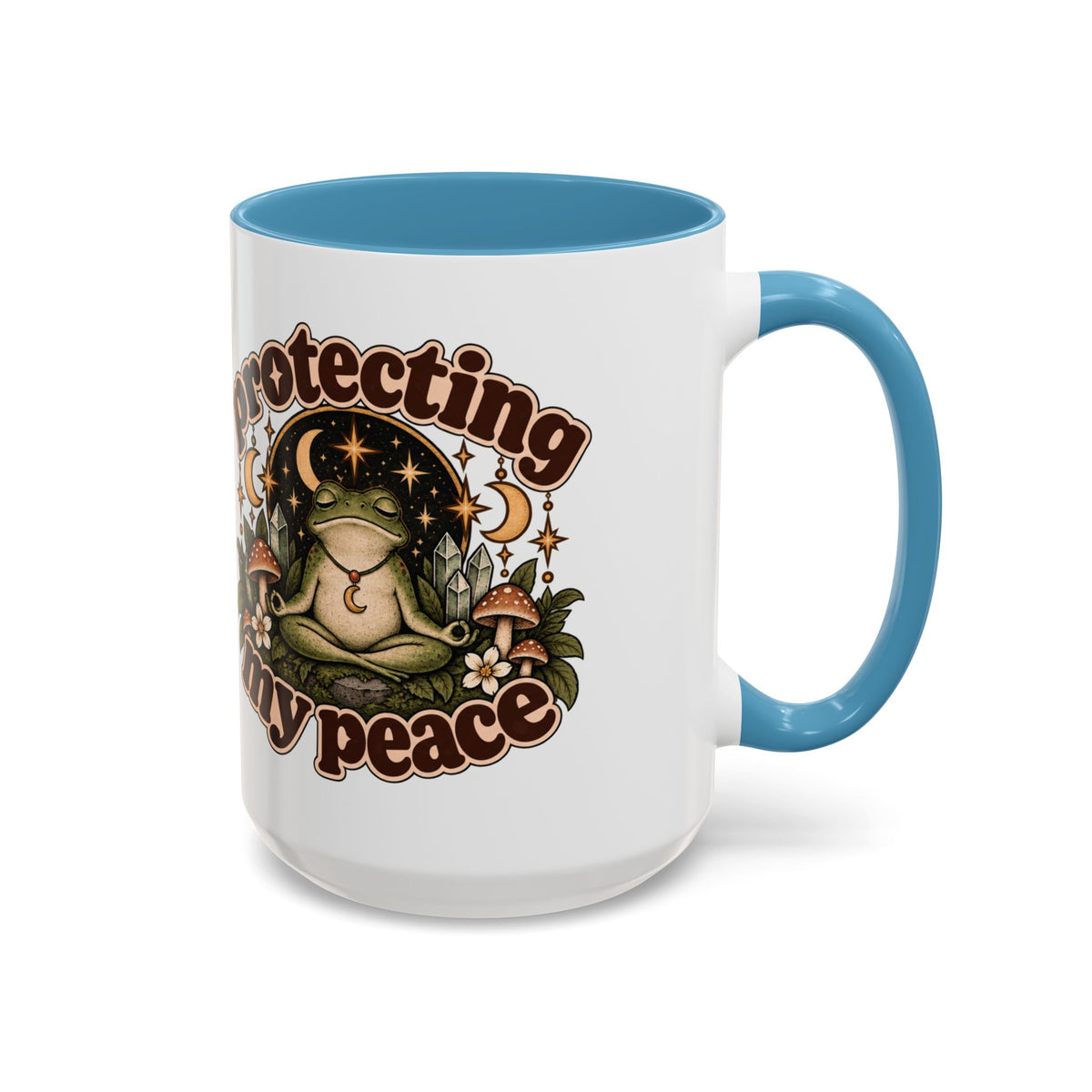 Protecting My Peace Mug — Frog & Mushroom Ceramic Coffee Mug