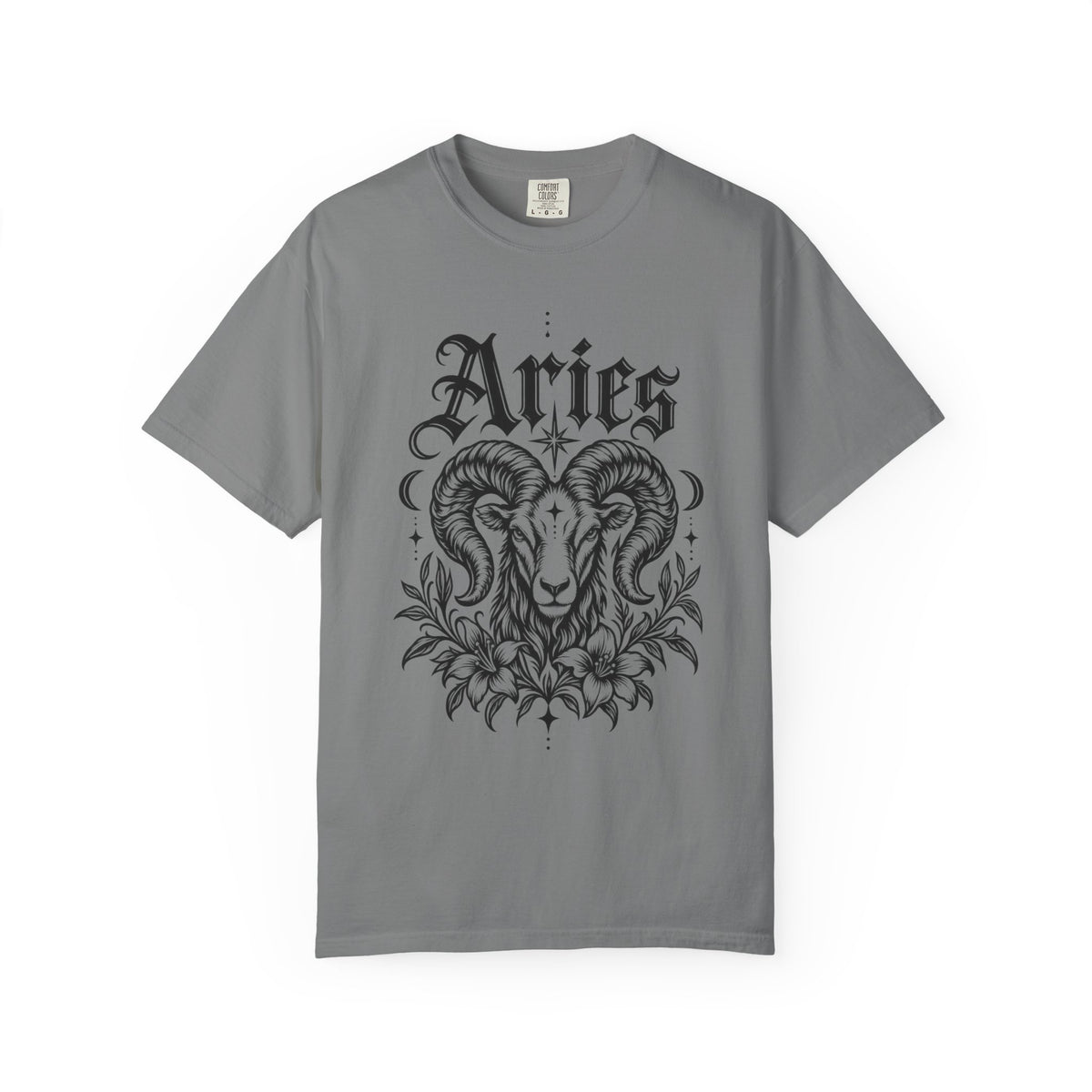 Aries Ram Zodiac Tee — Astrology Garment-Dyed Graphic T-Shirt
