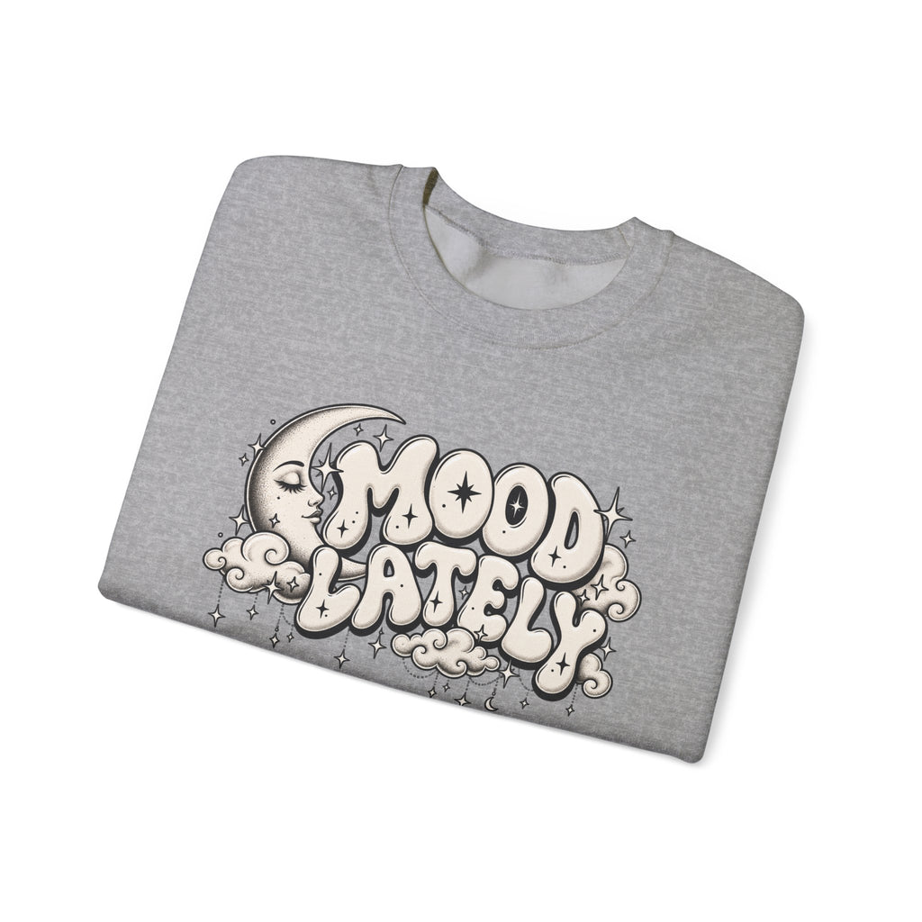 Crewneck Sweatshirt — 'Mood Lately' Retro Moon Graphic
