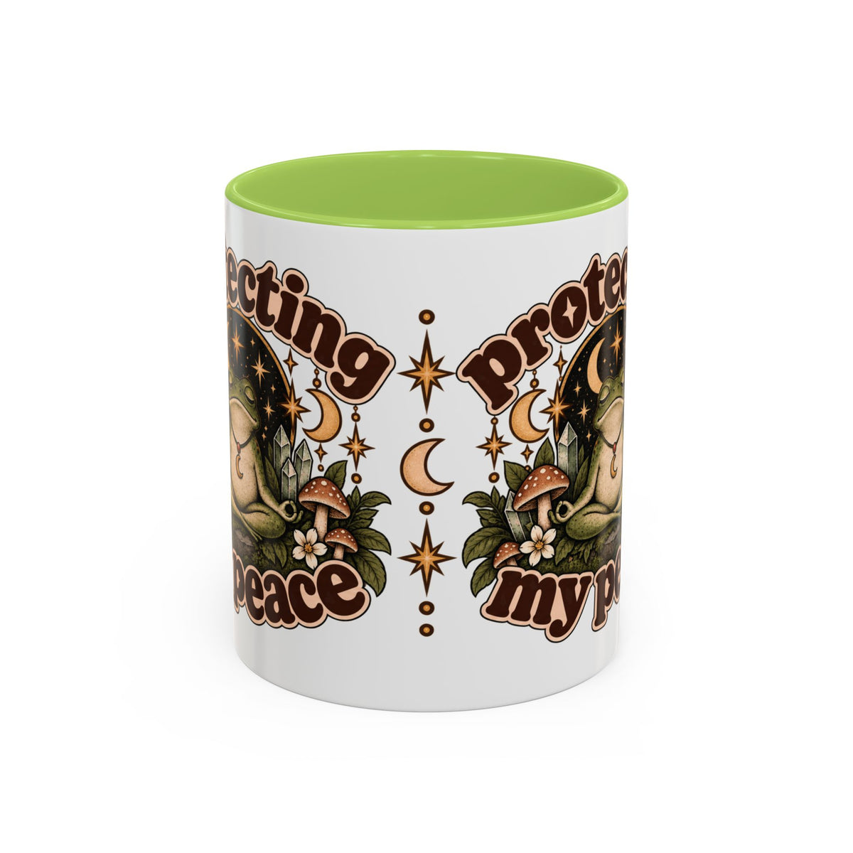 Protecting My Peace Mug — Frog & Mushroom Ceramic Coffee Mug