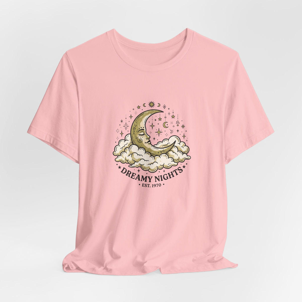 Dreamy Nights Moon Tee — Vintage Crescent Moon & Clouds Shirt
