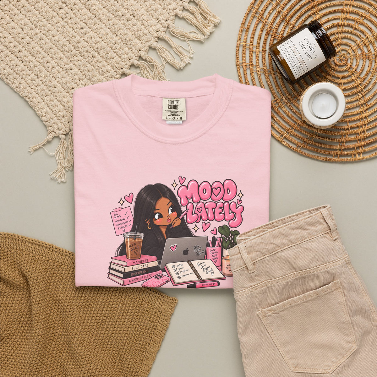 Mood Lately T-Shirt — Cute Study Girl Graphic Tee