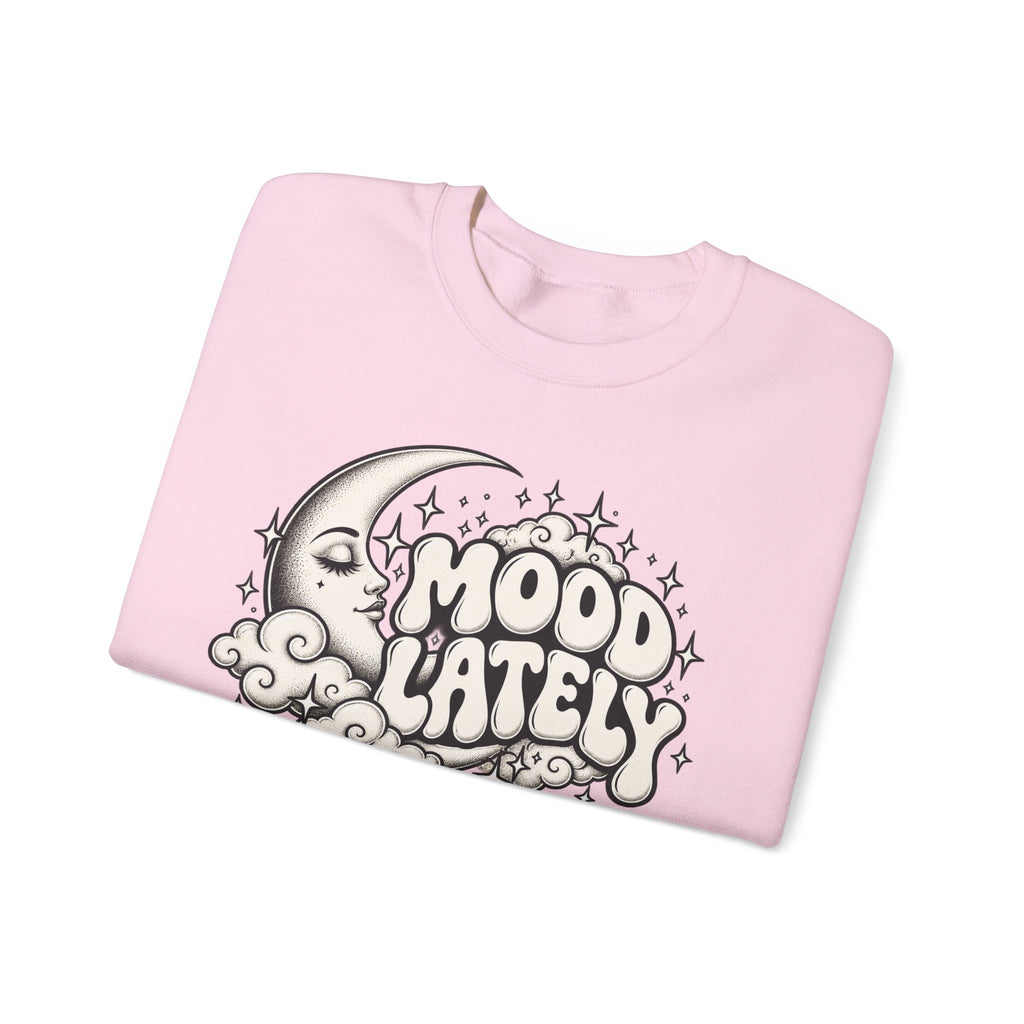 Mood Lately Crewneck Sweatshirt — Retro Moon & Cloud Graphic