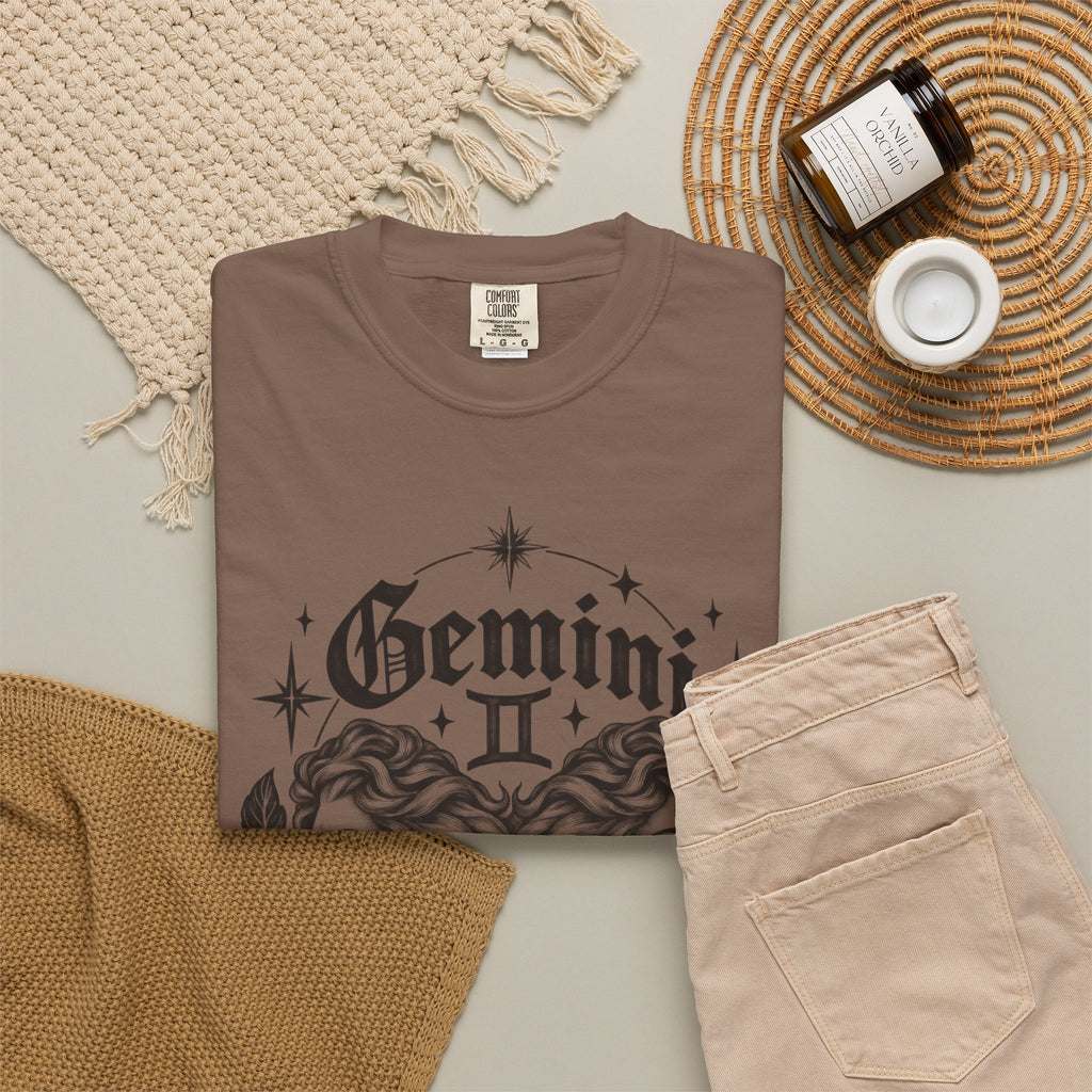 Gemini Zodiac Tee — Twin Faces Astrology T-Shirt
