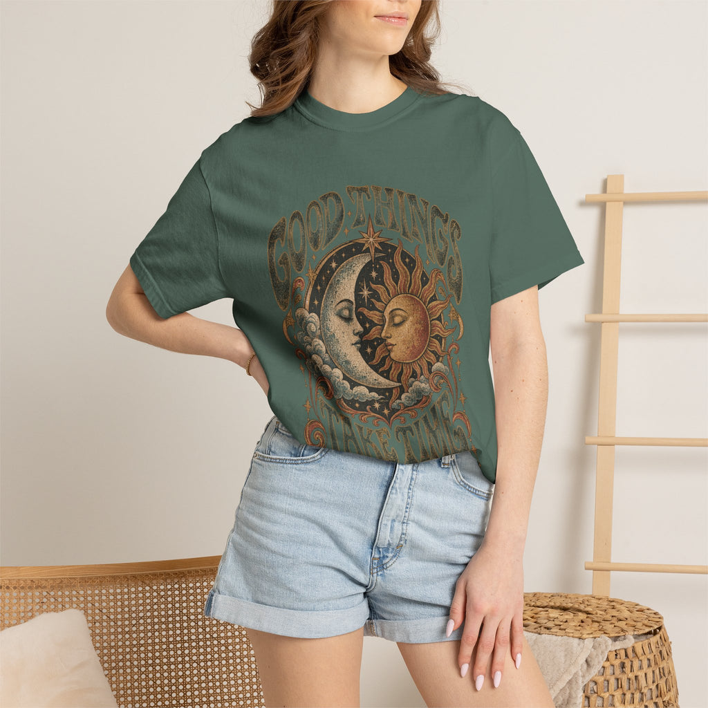 Good Things Take Time Tee — Vintage Sun & Moon Graphic T-Shirt