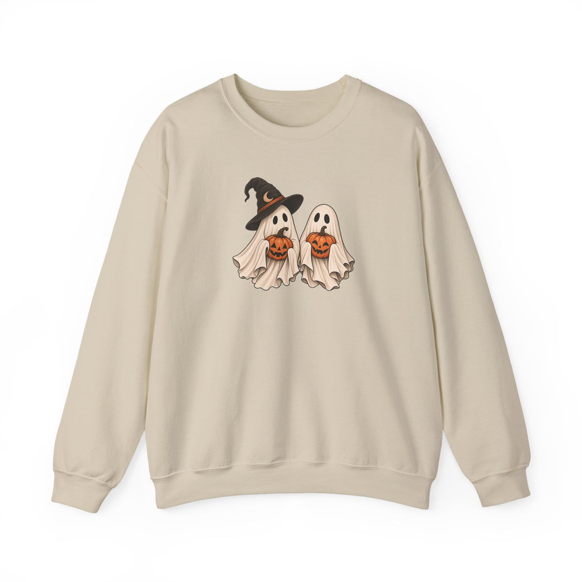 Halloween Ghosts Crewneck Sweatshirt — Cute Witch & Ghost Trick-or-Treat Design