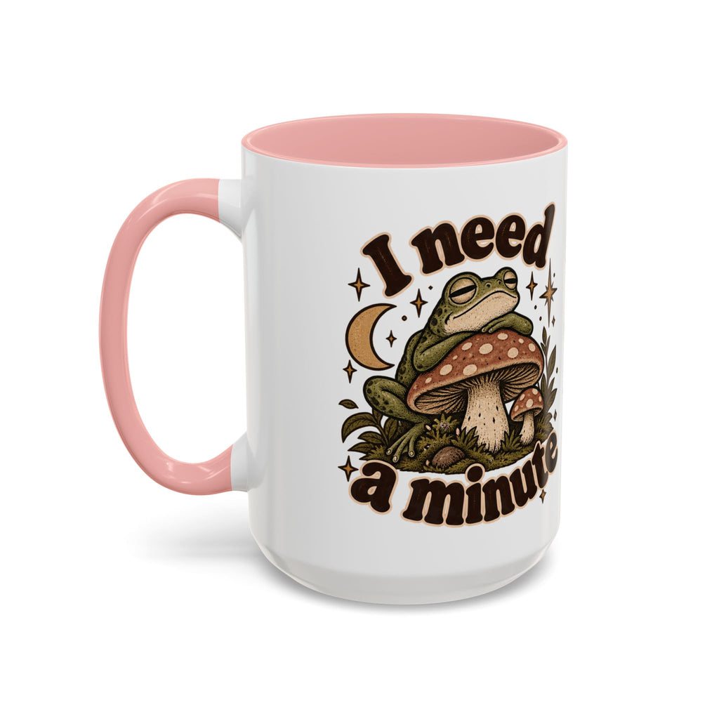 I Need a Minute Mug — Cozy Frog & Mushroom Ceramic Coffee Mug