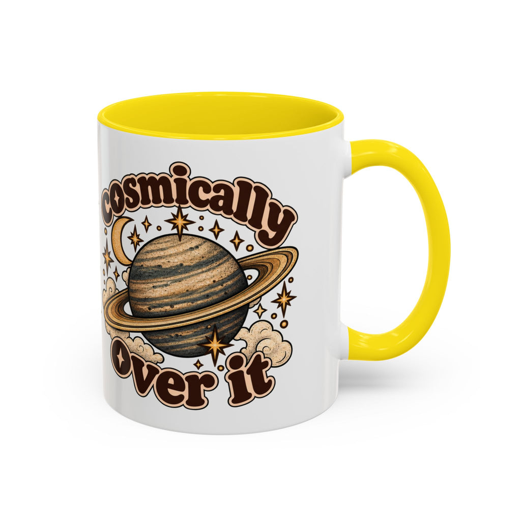 Cosmically Over It Mug — Retro Planet Celestial Ceramic Coffee Mug