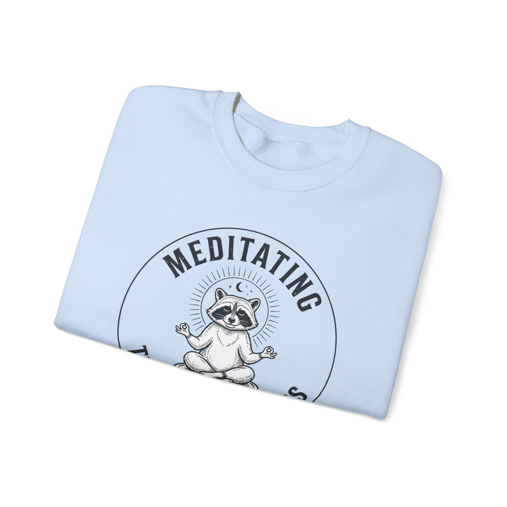 Meditating Raccoon Sweatshirt | Feral Raccoon Aesthetic, Celestial Wilderness