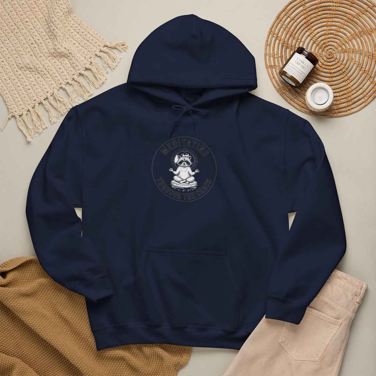 Meditating Raccoon Hoodie | Feral Raccoon Aesthetic, Celestial Wilderness