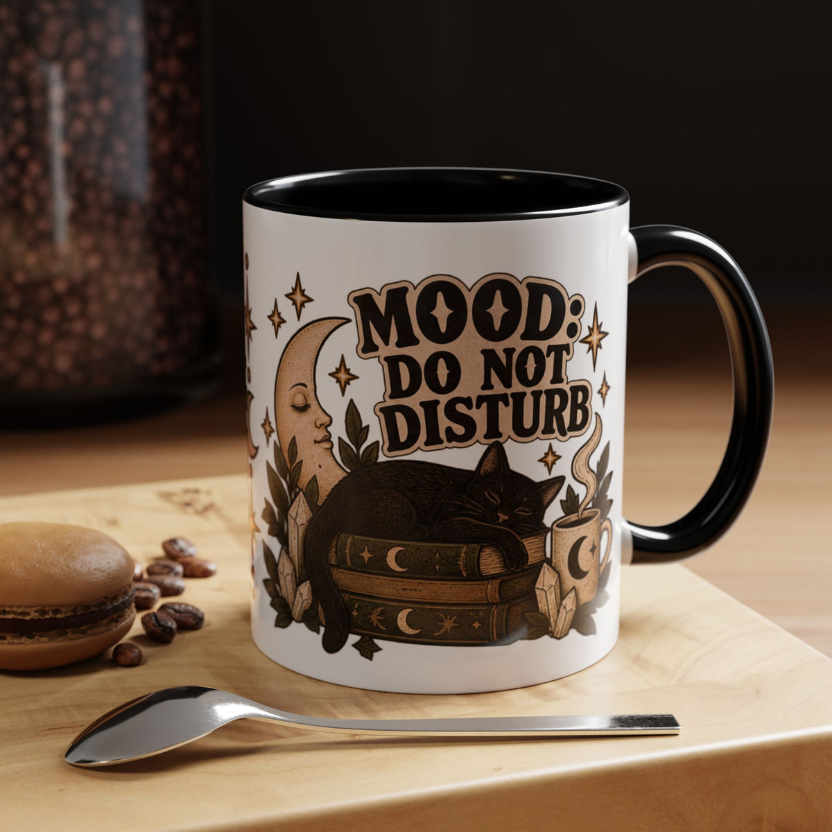 Mood: Do Not Disturb Mug — Sleepy Cat & Moon Ceramic Coffee Mug