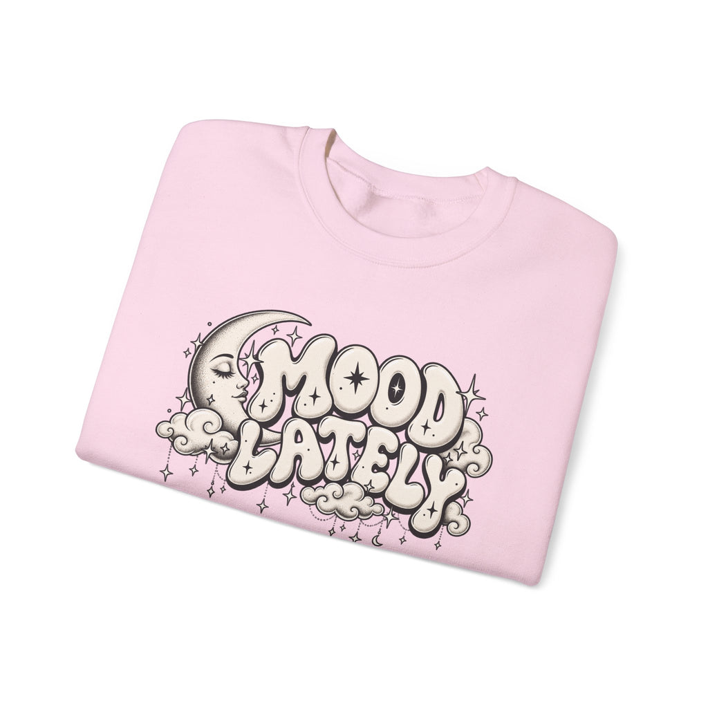 Crewneck Sweatshirt — 'Mood Lately' Retro Moon Graphic
