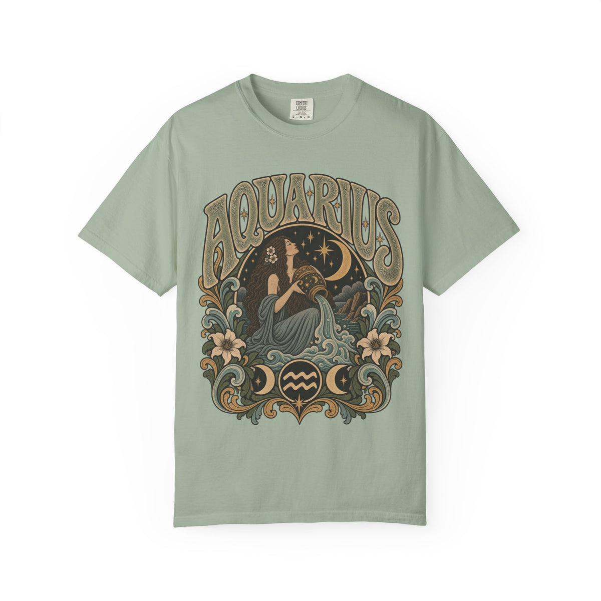 Vintage Aquarius Zodiac Tee — Retro Celestial Astrology T-Shirt
