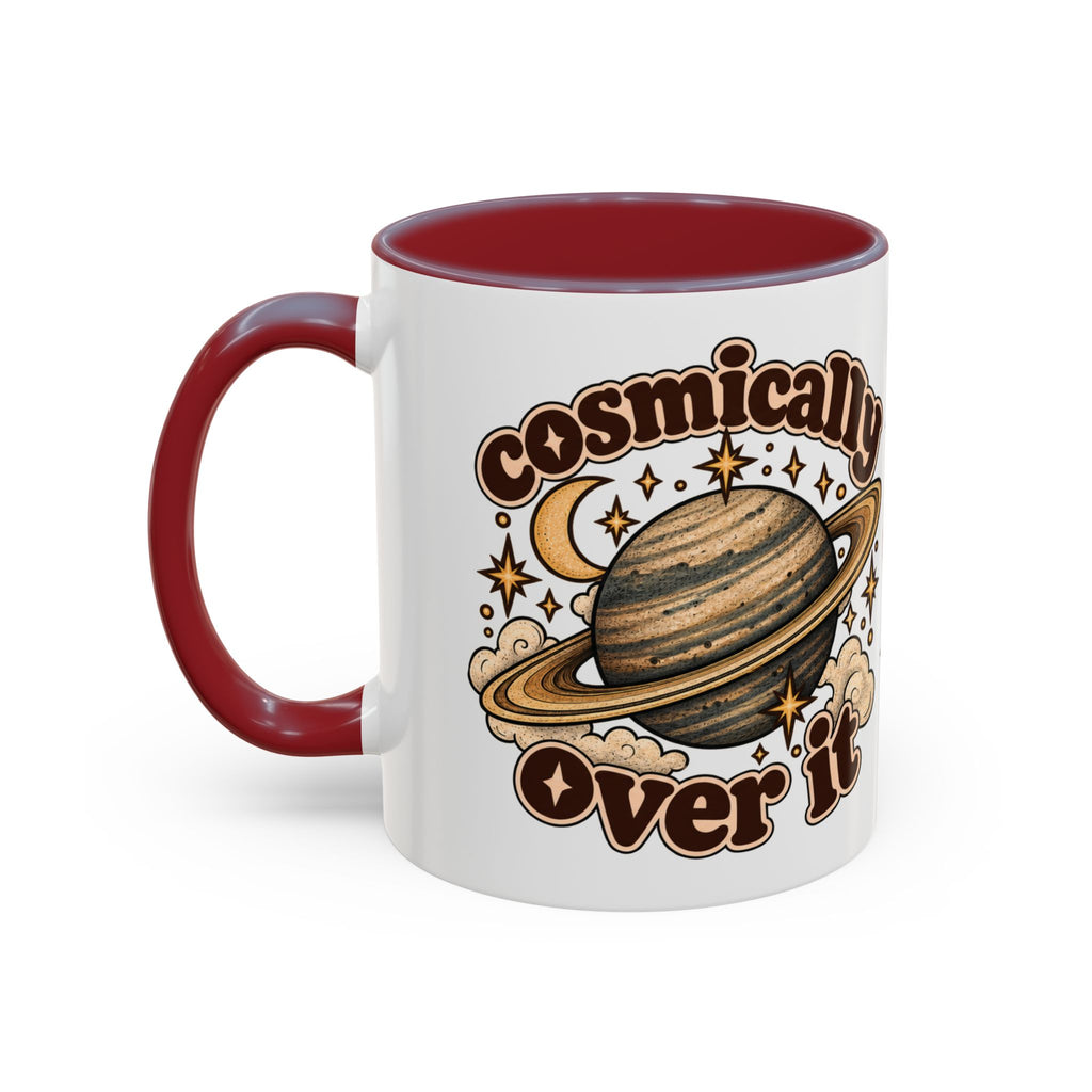 Cosmically Over It Mug — Retro Planet Celestial Ceramic Coffee Mug