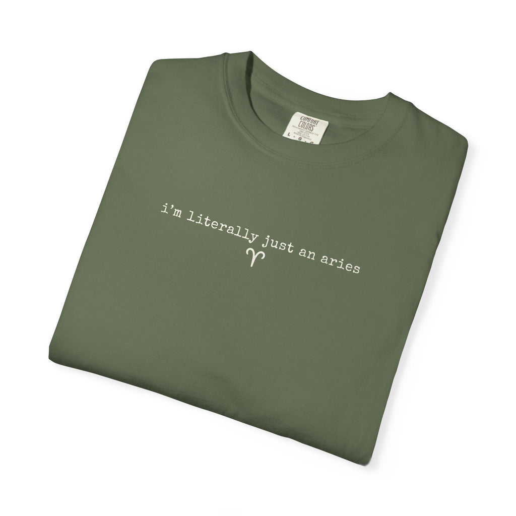 I'm Literally Just an Aries Garment-Dyed T-Shirt — Vintage Cream Comfort Tee
