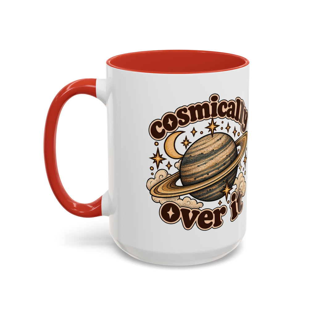 Cosmically Over It Mug — Retro Planet Celestial Ceramic Coffee Mug
