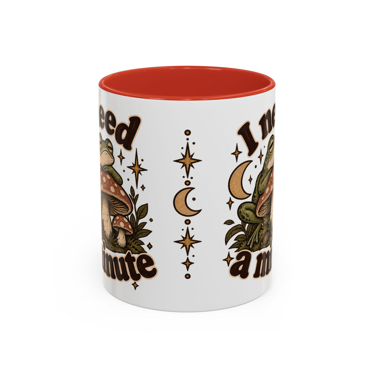 I Need a Minute Mug — Cozy Frog & Mushroom Ceramic Coffee Mug