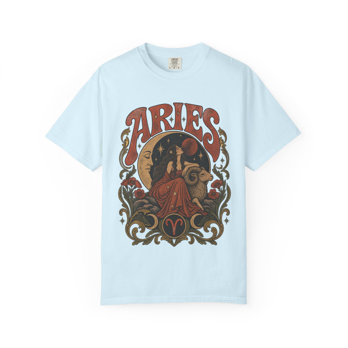 Vintage Aries Zodiac Tee — Moon & Ram Astrology Graphic T-Shirt