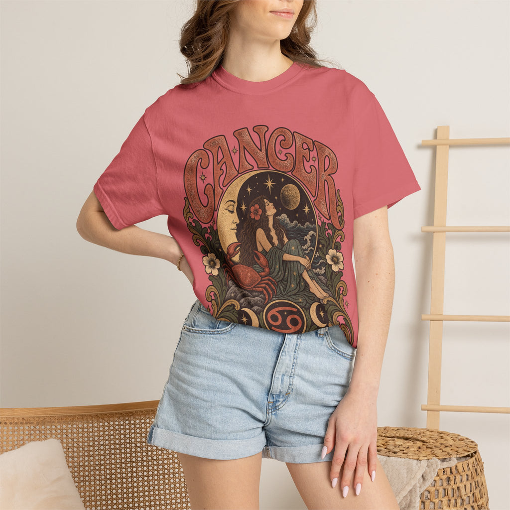 Cancer Zodiac T‑Shirt — Vintage Astrology Tee (Cancer Zodiac Sign)