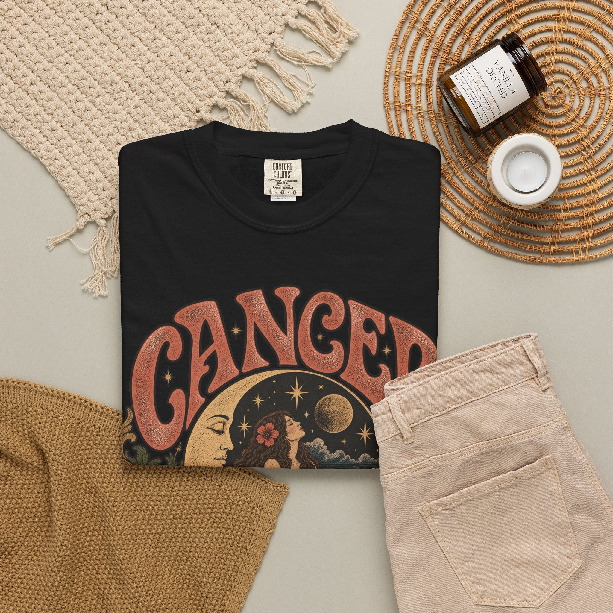 Cancer Zodiac T‑Shirt — Vintage Astrology Tee (Cancer Zodiac Sign)