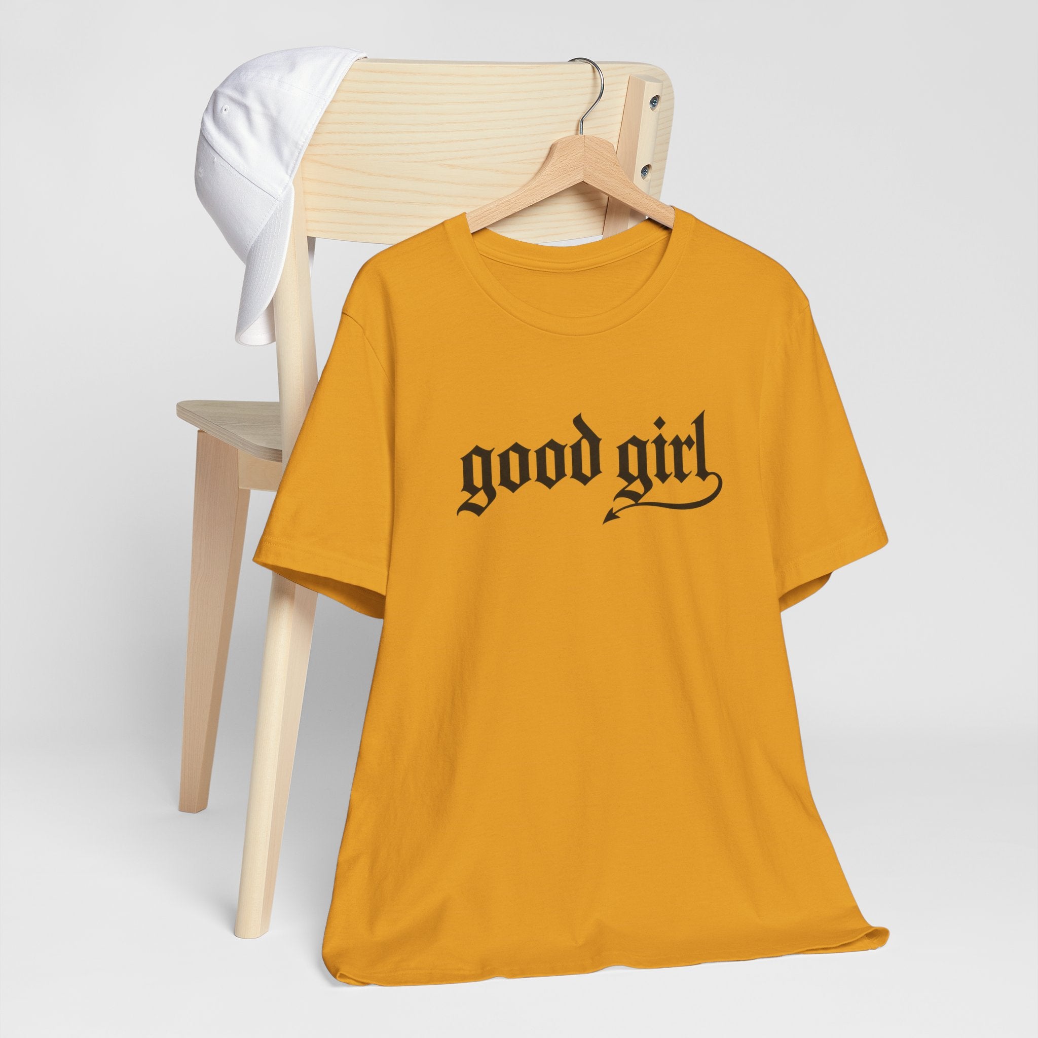 Good Girl Graphic Tee — Vintage Script White T-Shirt