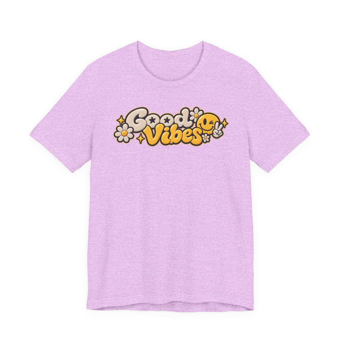 Good Vibes Retro Tee — Smiley Flower Graphic T-Shirt