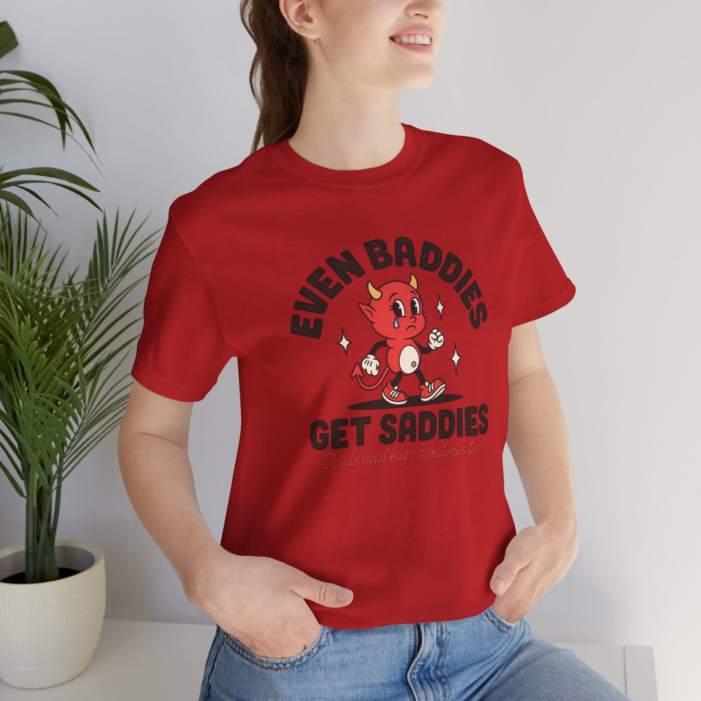 Even Baddies Get Saddies Tee — Retro Devil Character Sadness Graphic T-Shirt
