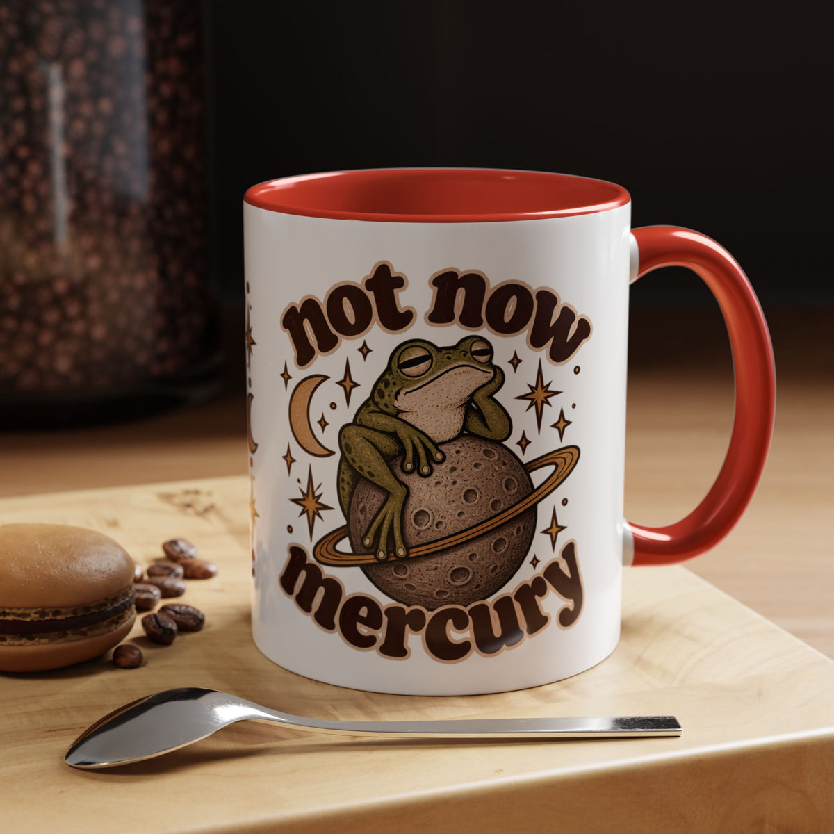Not Now Mercury Mug — Retro Frog & Planet Ceramic Coffee Mug