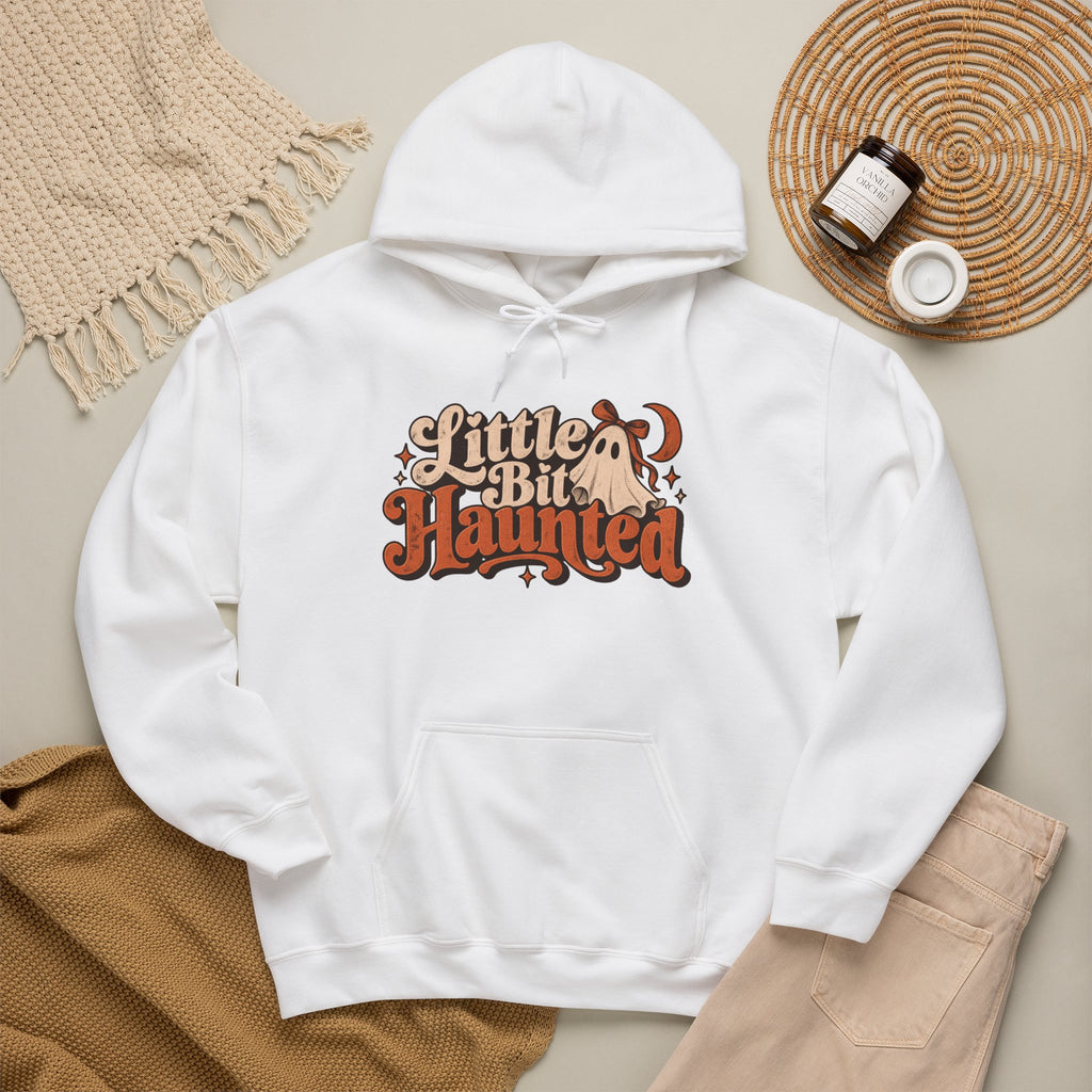 Little Bit Haunted Hoodie — Retro Halloween Ghost Pullover