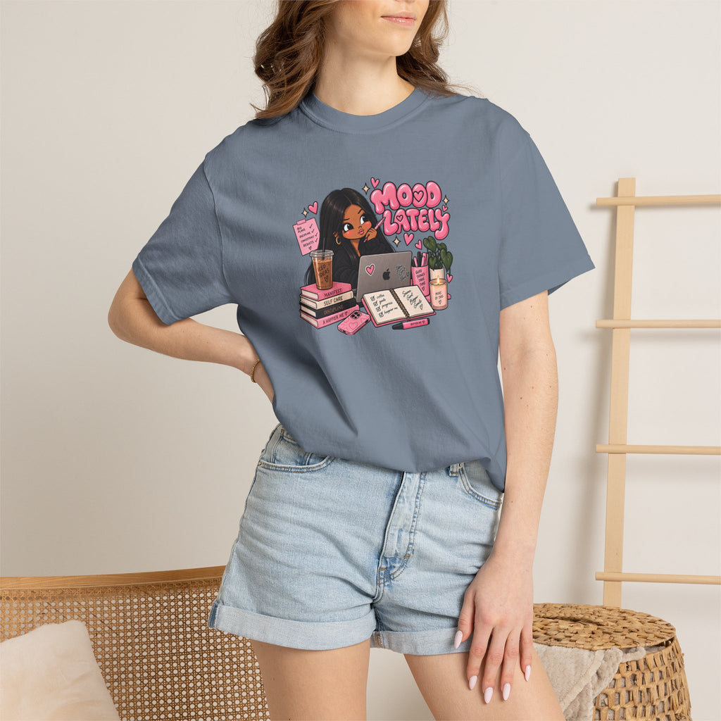 Mood Lately T-Shirt — Cute Study Girl Graphic Tee