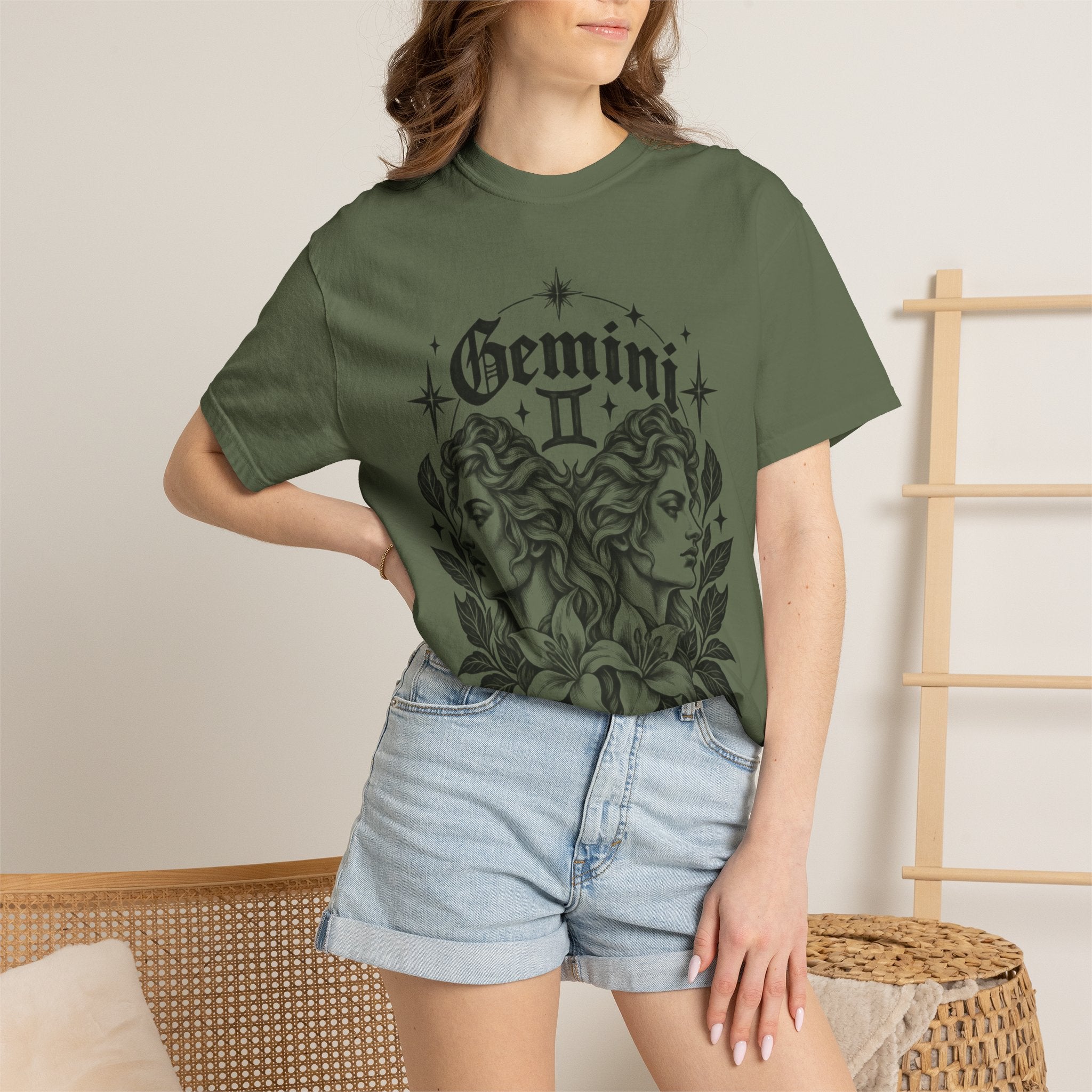 Gemini Zodiac Tee — Twin Faces Astrology T-Shirt