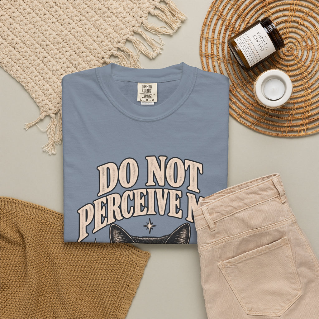 Do Not Perceive Me Tee — Funny Black Cat Introvert T-Shirt