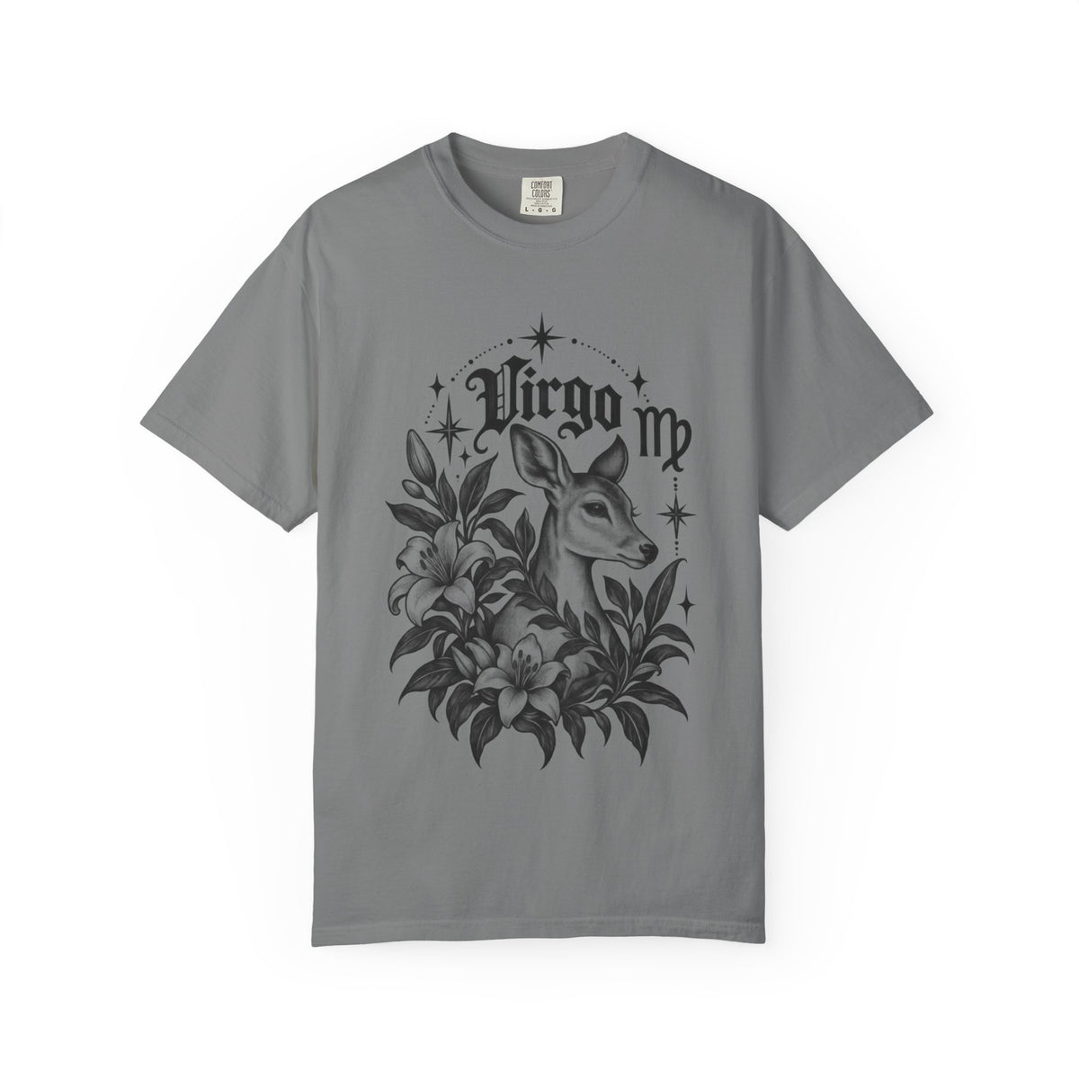 Virgo Floral Deer Zodiac Tee — Astrology Graphic T-Shirt