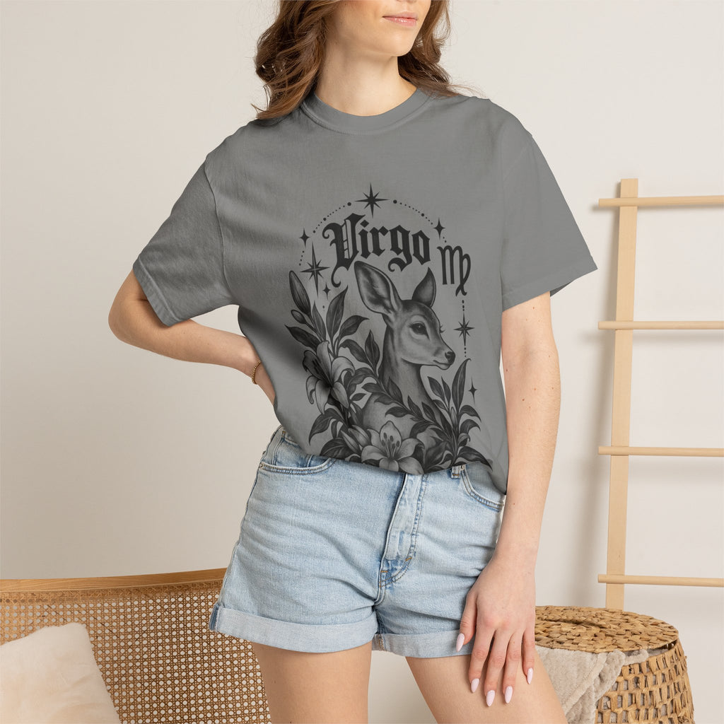Virgo Zodiac T-Shirt — 'Virgo ' Floral Deer Astrology Tee