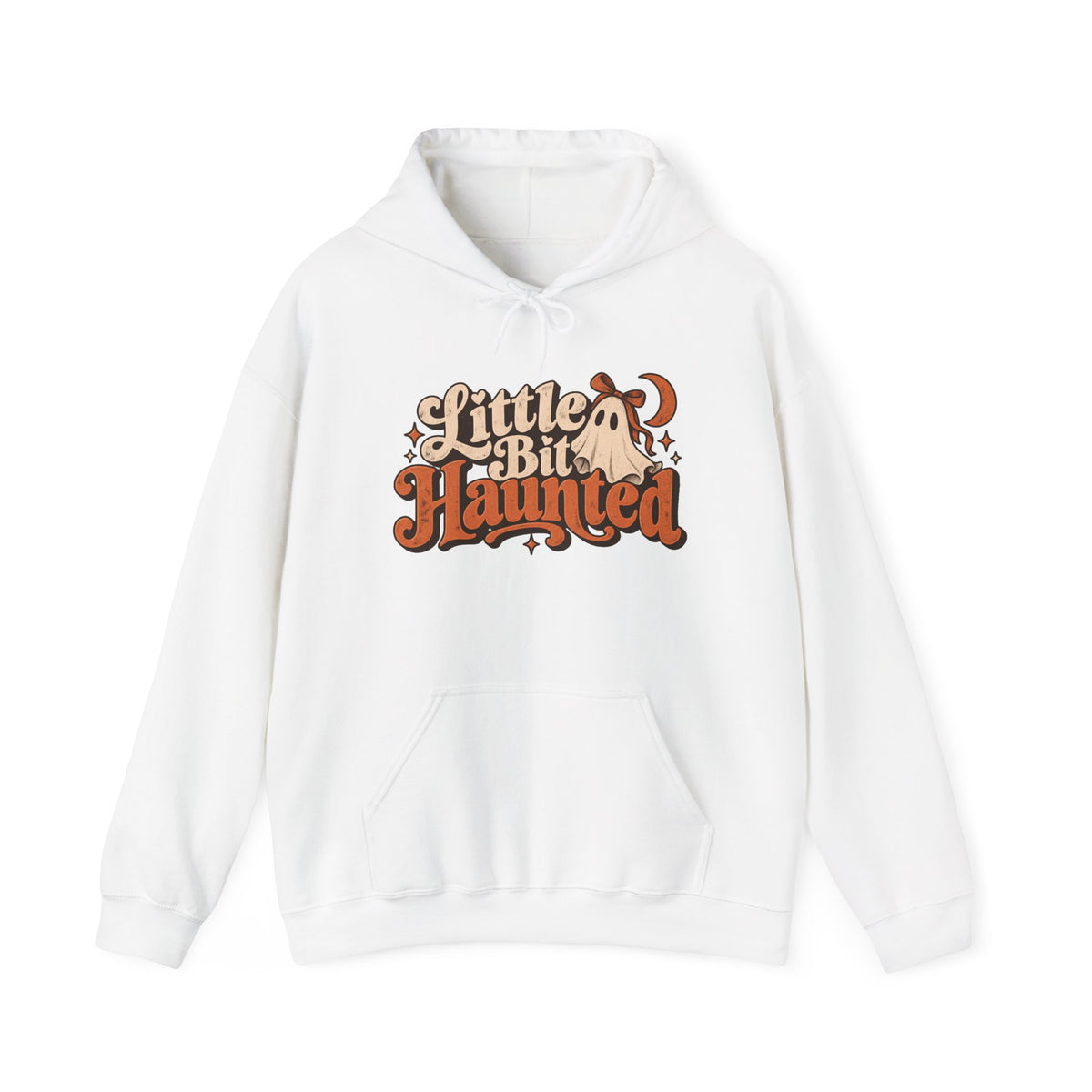 Little Bit Haunted Hoodie — Retro Halloween Ghost Pullover
