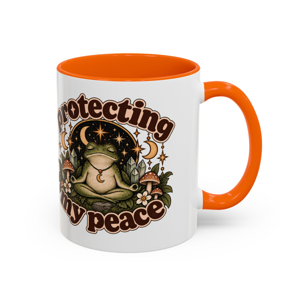 Protecting My Peace Mug — Frog & Mushroom Ceramic Coffee Mug