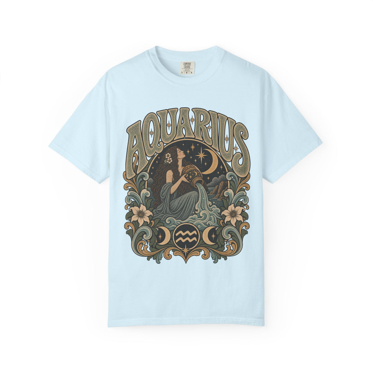Vintage Aquarius Zodiac Tee — Retro Celestial Astrology T-Shirt