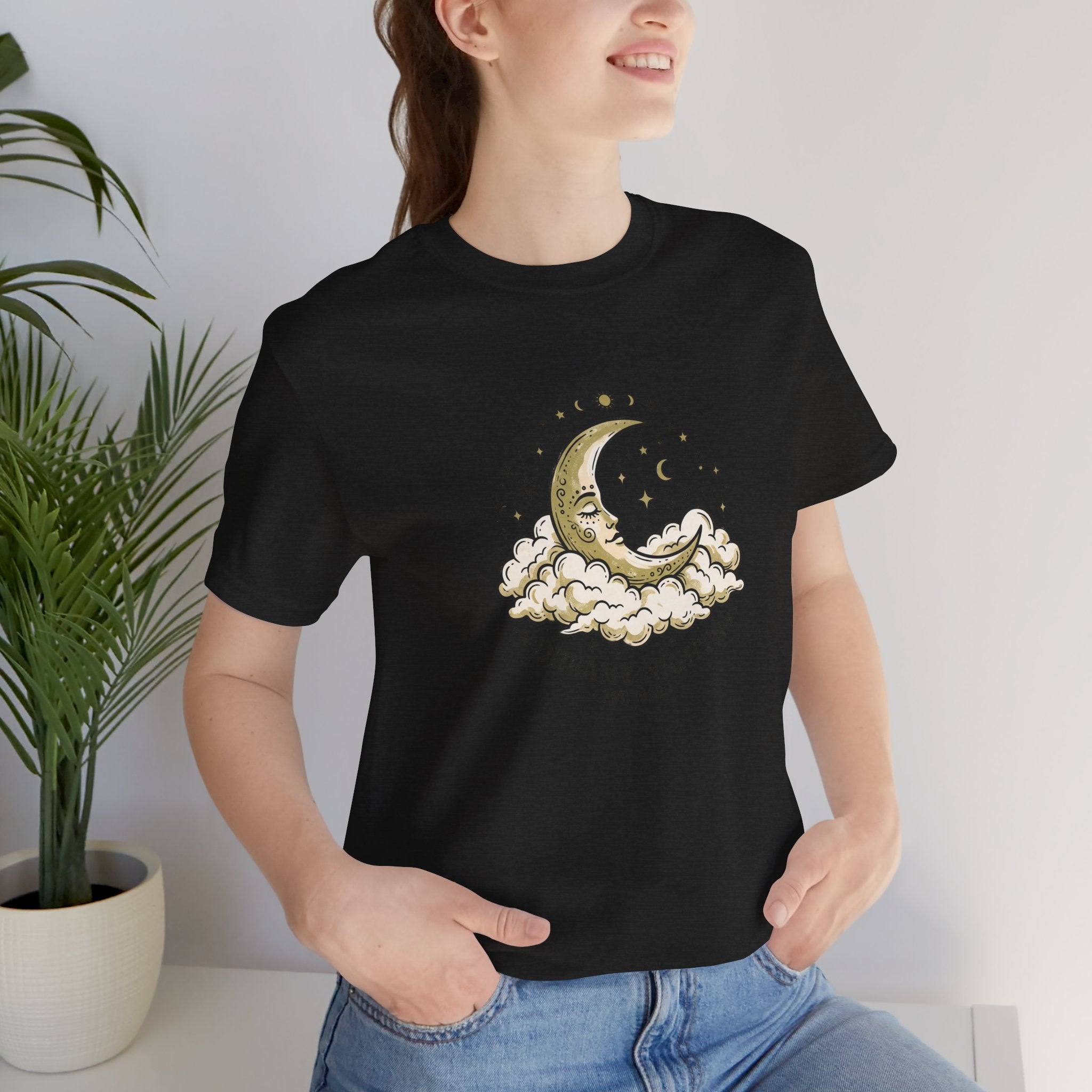 Dreamy Nights Moon Tee — Vintage Crescent Moon & Clouds Shirt